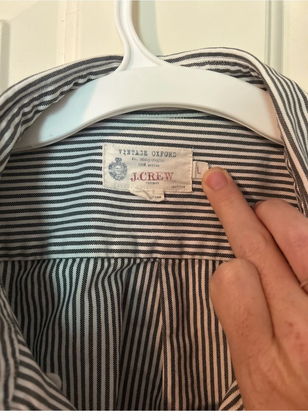 J. Crew Short-Sleeve Button-Down Shirt in Gray and White Pinstripes